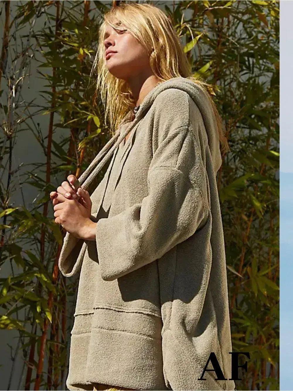 Free People Beach Carina Poncho Oversized Hooded Pullover in SageTaupe Xs/s New